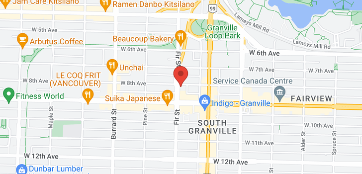 map of 602 1590 W 8TH AVENUE